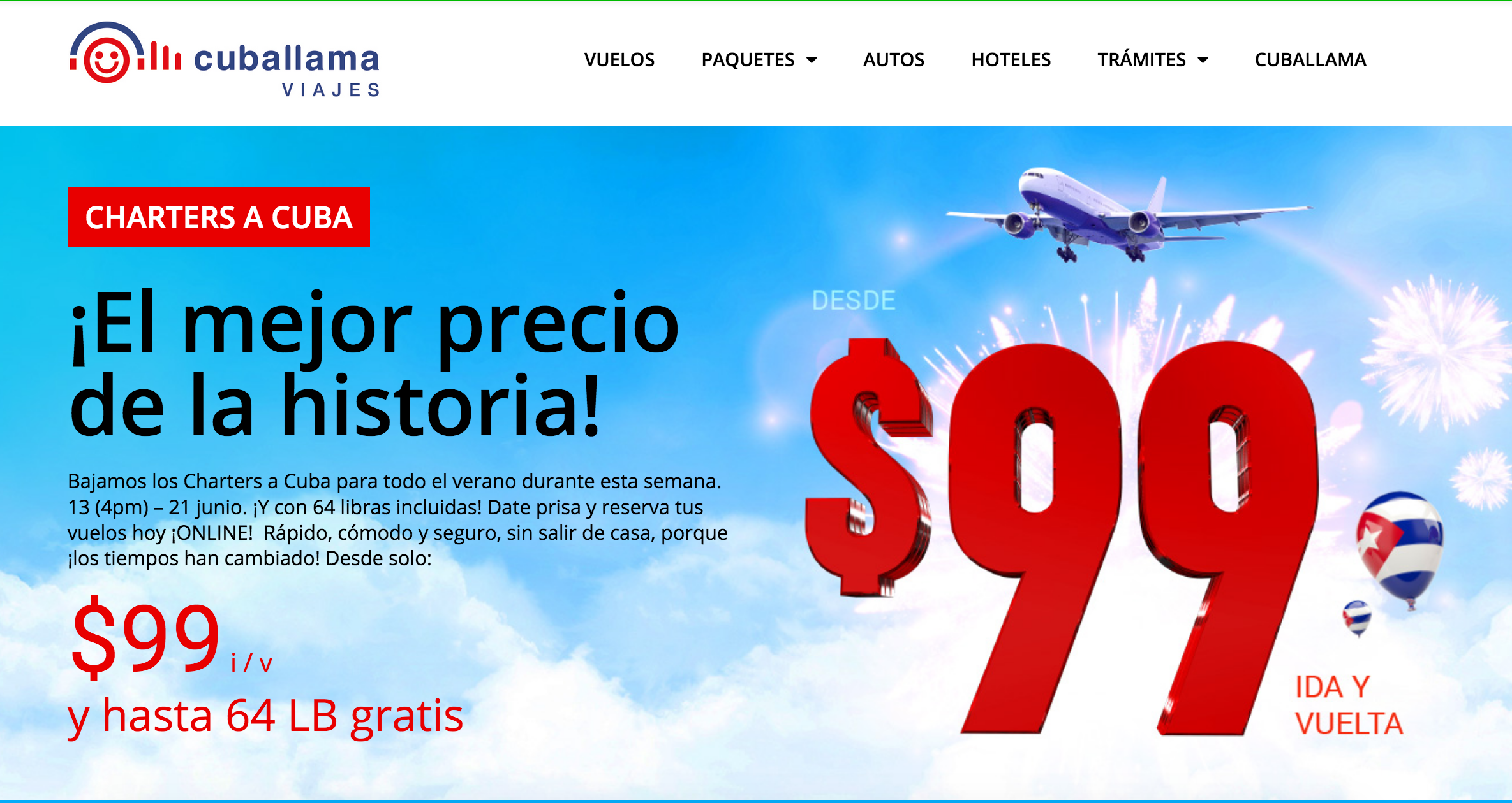 El precio más bajo en vuelos a Cuba